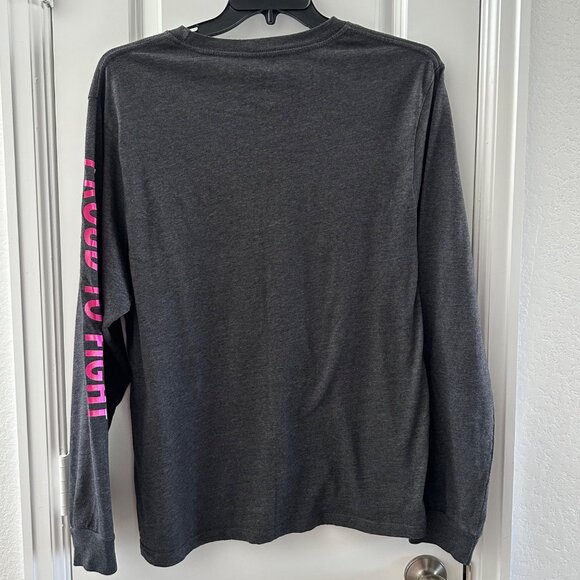 Susan G. Komen Long-Sleeve Shirt Womens XL Gray & Pink "Proud To Fight" Recycled - Picture 2 of 5